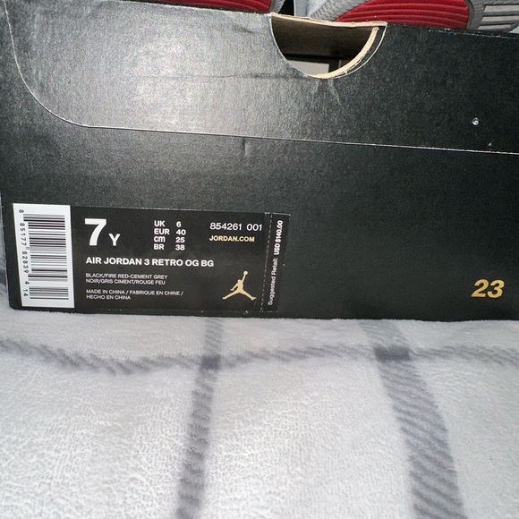 Air Jordan 3 Retro OG Black Cement Boys - Picture 8 of 8